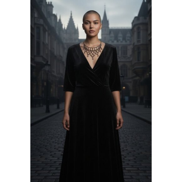 Gothic Victorian Beaded Bib Necklace Cascading Glass Ruby Colored Facets - Picture 1 of 5